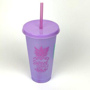 Purple Color Changing Tumbler with Lid and Straw - One